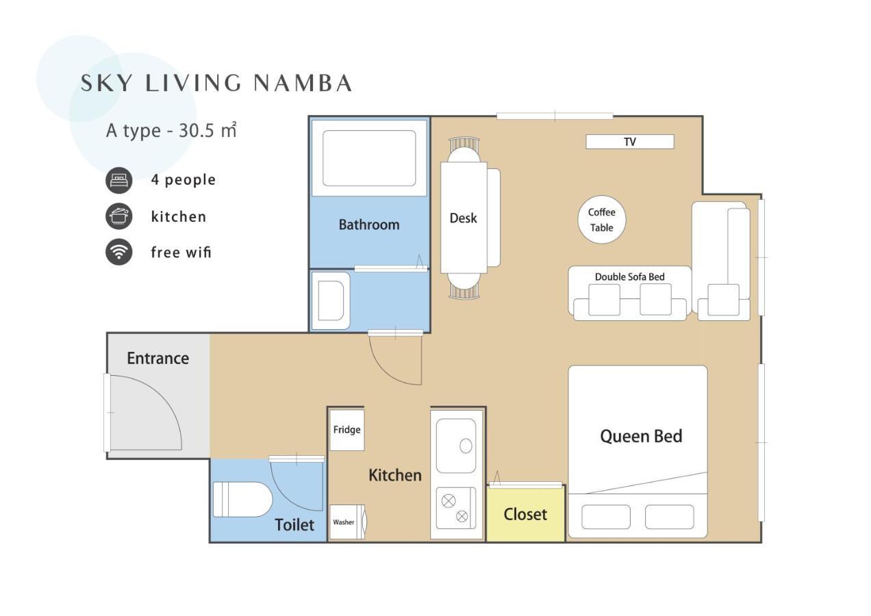 Appartement Sky Living Namba à Ōsaka Extérieur photo